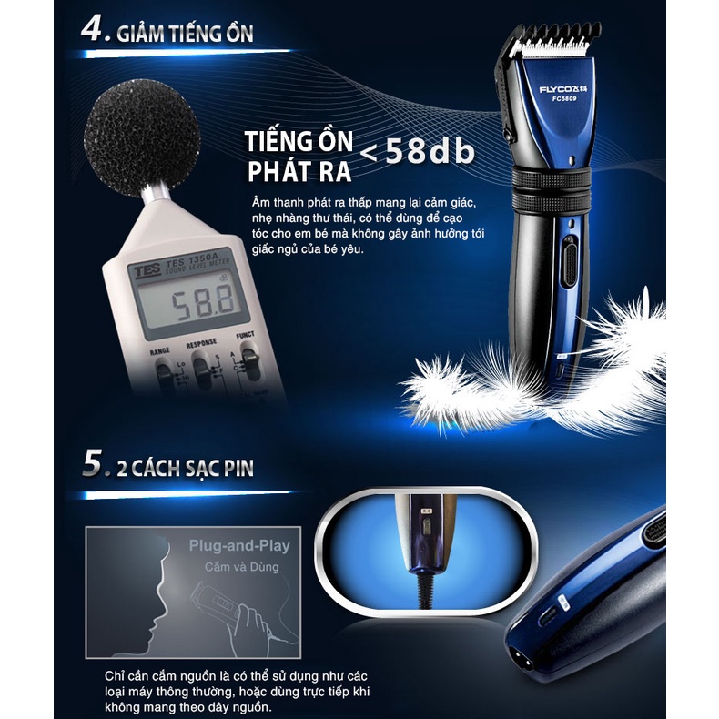 Tông Đơ Cắt Tóc Flyco FC5809VN Điều Chỉnh 9 Cự Ly - Hàng Chính Hãng