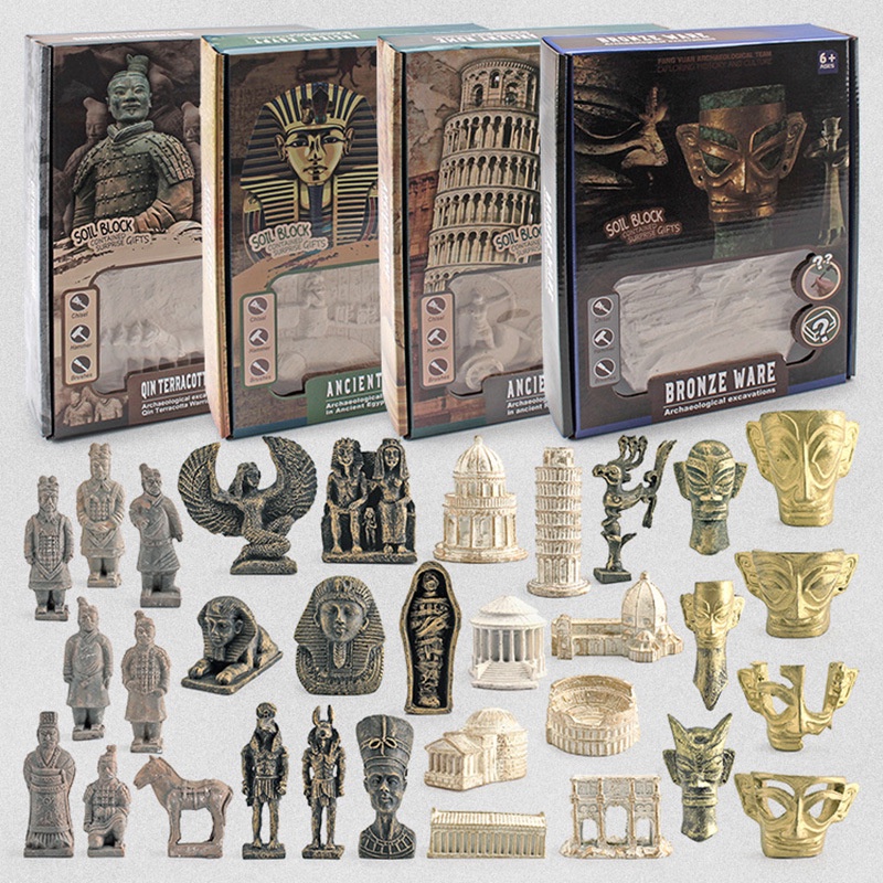 ♚Manufacturers Wholesale♚Simulation of mini terracotta warriors and horses ancient Egypt world heritage sites Samsung pile monuments archaeological excavation model ornaments children's cognitive early education toys Montessori teaching aids