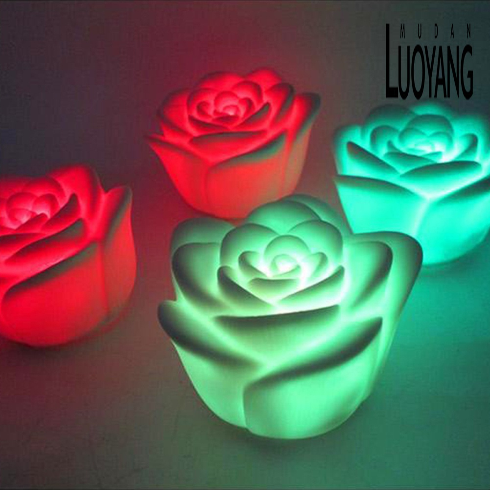 Đèn LED Ban Đêm Hình Hoa Hồng Nổi Trên Mặt Nước Thay Đổi Màu Sắc