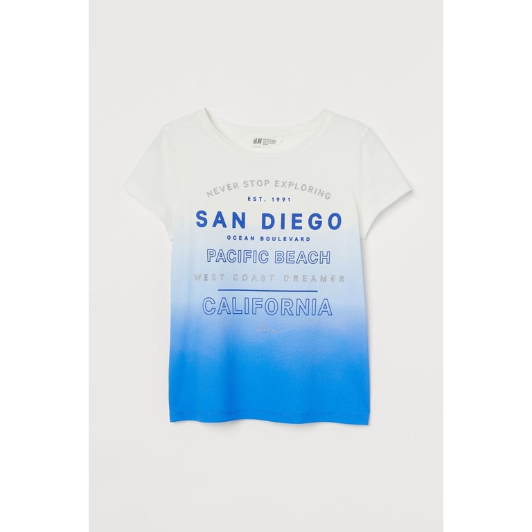 Áo phông xanh San Diego HM H&amp;M sz 8-10, 10-12y_hàng chính hãng authentic