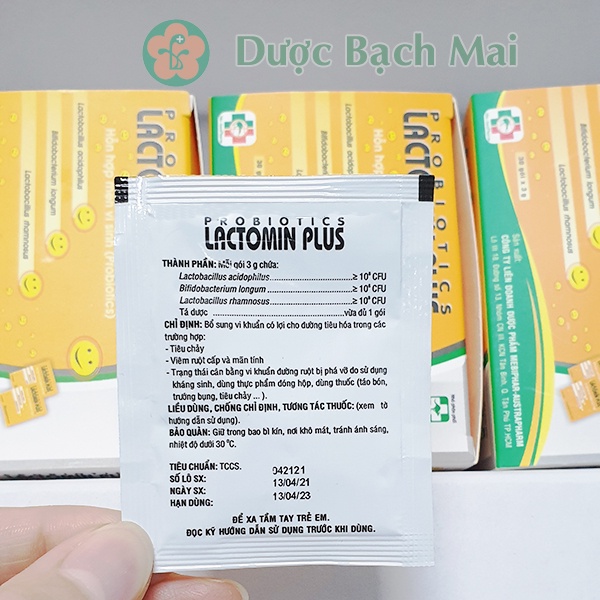 LACTOMIN PLUS - Men vi sinh hết tiêu chảy, táo bón cho bé, rối loạn tiêu hóa, Hộp 30 gói