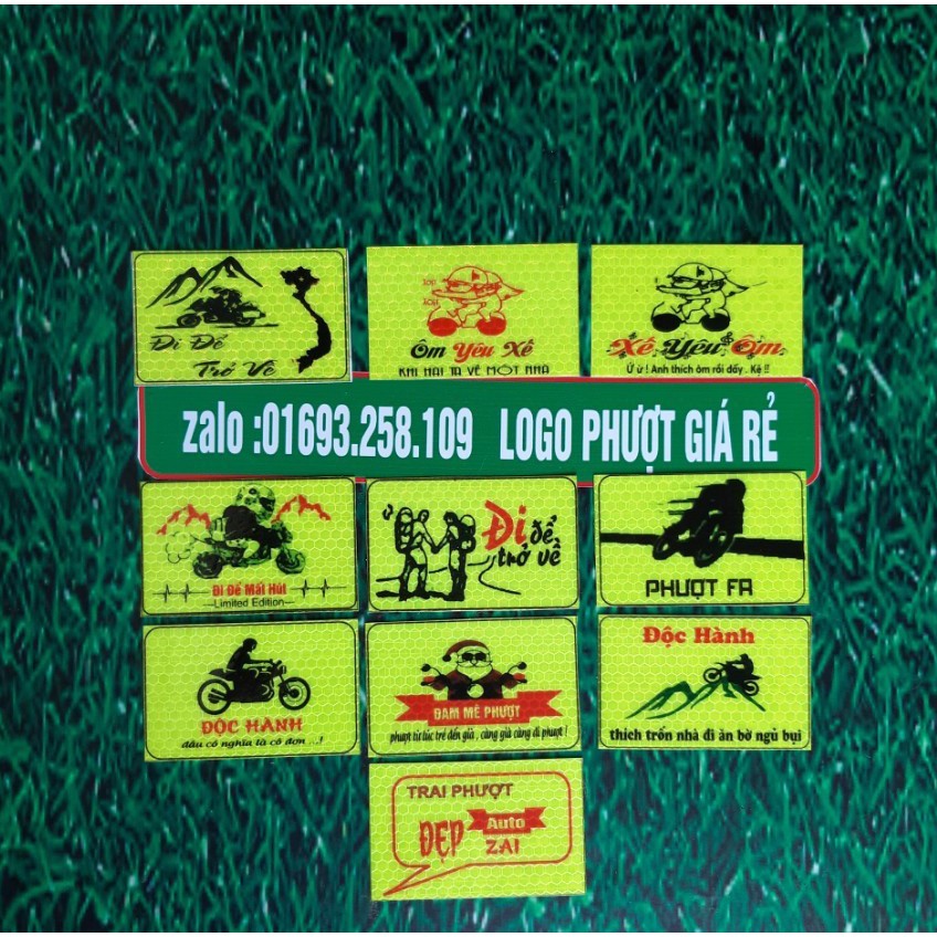 COMBO 10 logo phượt - logo phản quang tem xe