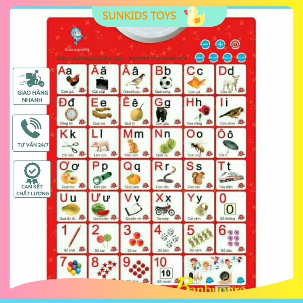 Bảng chữ cái điện tử, phát triển trí thông cho bé, nhận biết học chữ và số