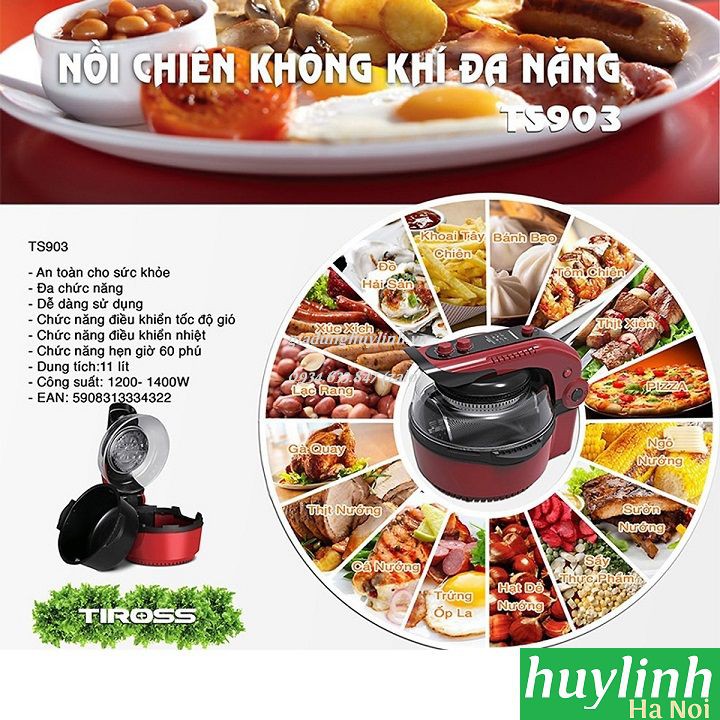 Nồi chiên nướng không dầu đa năng Tiross TS903 - 11 lít