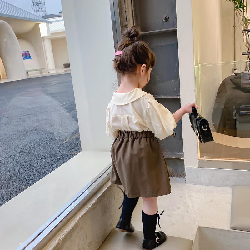 Áo sơ mi tay ngắn phồng cổ bẻ phong cách hàn quốc thời trang mùa hè cho bé gái