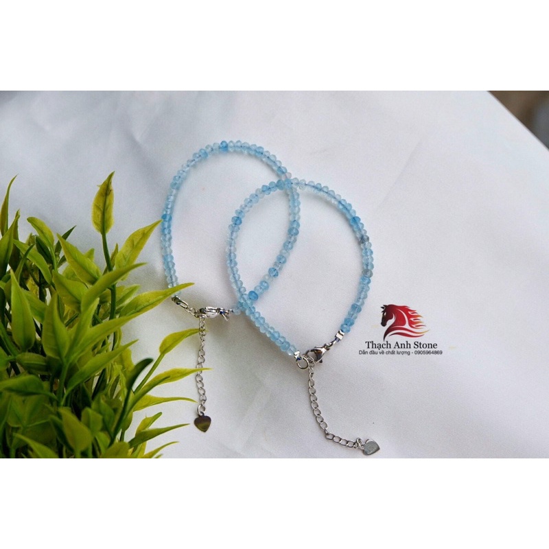 Vòng tay aquamarine thach anh cắt giác