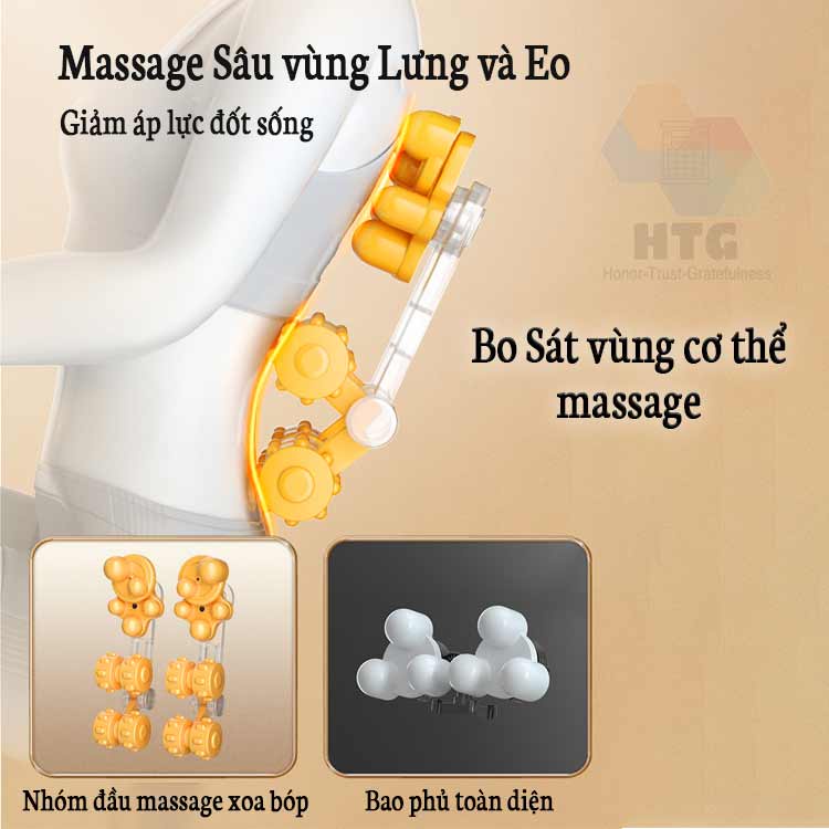 Đệm massage cổ vai eo lưng Leerkang LEK-918-5C chế độ massage 3D, tích hợp nhiệt hồng ngoại, 3 cường độ xoa bóp tùy ý