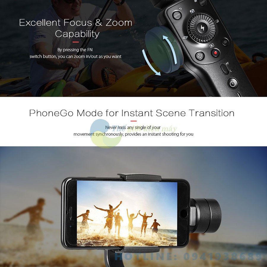 Tay cầm chống rung gimbal Zhiyun smooth 4 chống rung điện thoại, camera hành trình nhỏ gọn full phụ kiện HOT | BigBuy360 - bigbuy360.vn