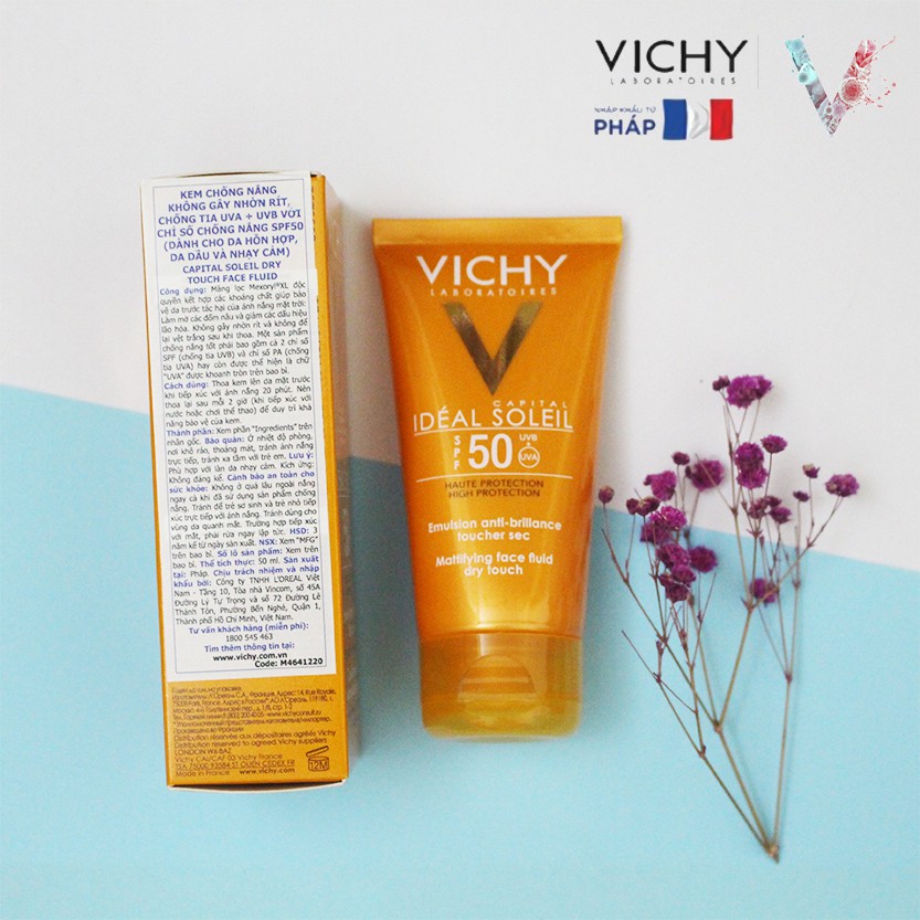 [NHẬP KHẨU-TEM PHỤ] MẪU MỚI Kem Chống Nắng Không Gây Nhờn Rít Vichy Ideal Soleil SPF 50