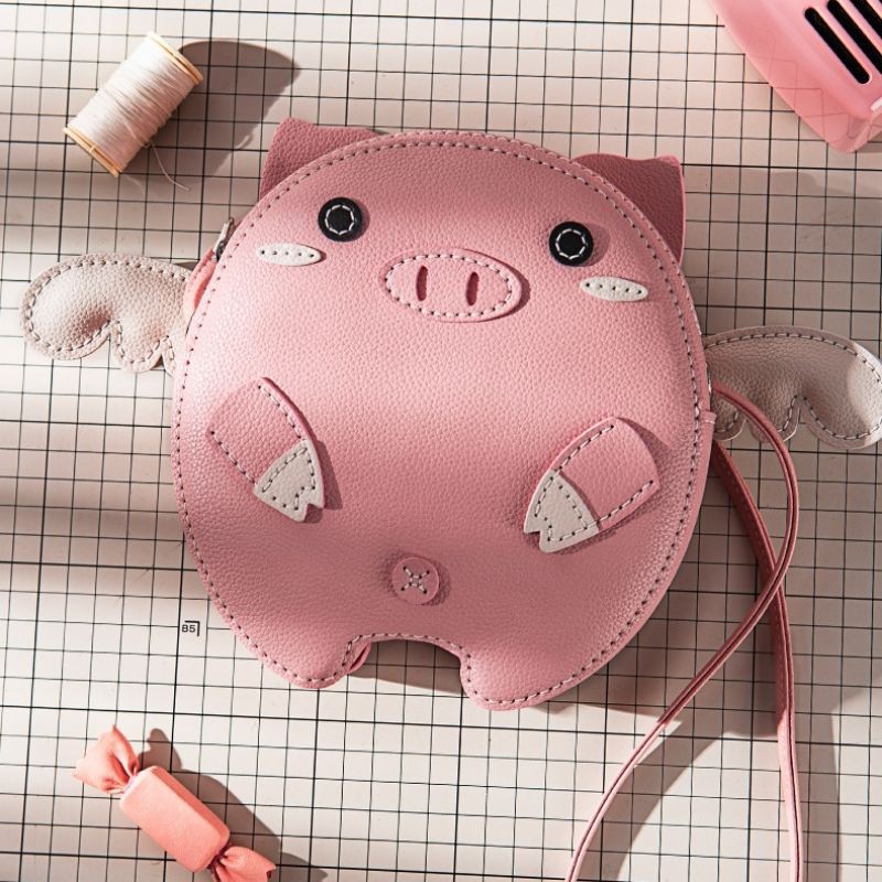 Túi Handmade, Túi Tự Đan Handmade Heo Hồng  Đáng Yêu