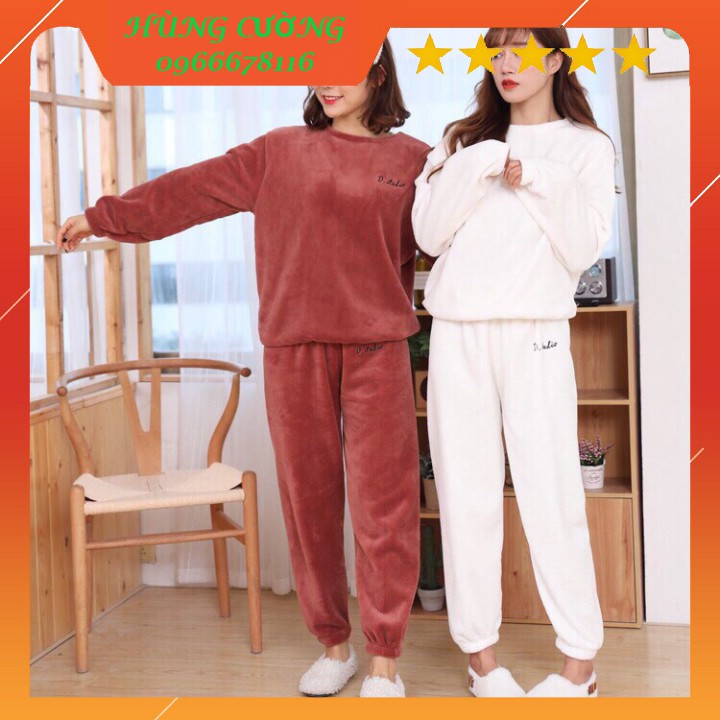ĐỒ BỘ MẶC NHÀ D STUDIO VẢI NHUNG Gồm Quần + Áo ( Hàng Quảng Châu)