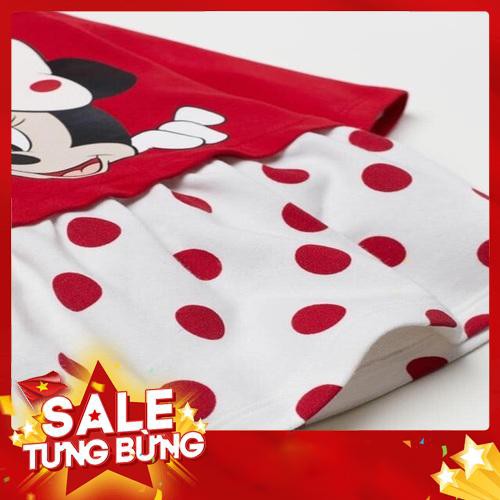 Váy Nỉ Bé Gái Minnie Chấm Bi Đỏ -Hàng nhập khẩu