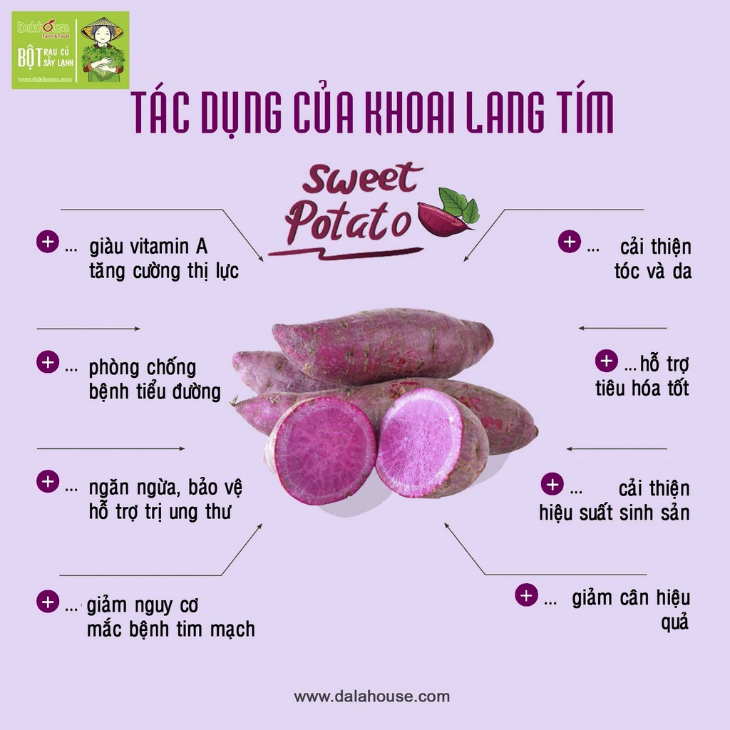 Bột Khoai Lang Tím Sấy Lạnh Dalahose Bổ Sung Chất Sơ Giảm Cân Ăn Dặm EatClean