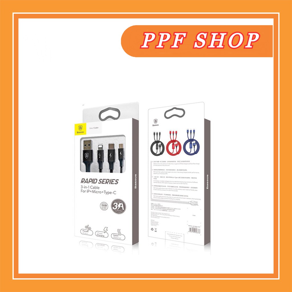 [ CHÍNH HÃNG ] Cáp sạc Baseus đa năng 3in1