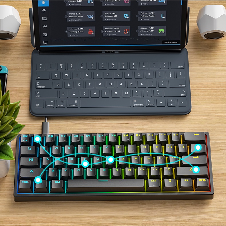 Bàn phím máy tính bàn phím cơ 61 phím Bàn phím chơi game văn phòng cực gọn nhẹ ONEKA KB03