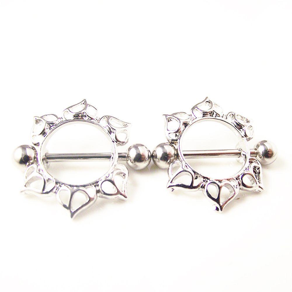 2 Khuyên Xỏ Cơ Thể Bằng Thép Phẫu Thuật Hình Hoa Trái Tim Unisex