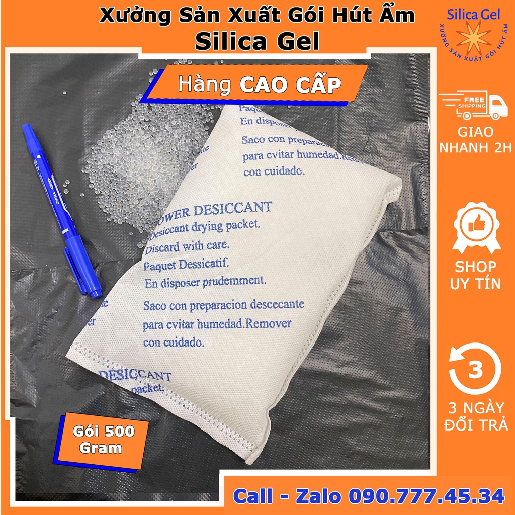 Túi Gói Hút Ẩm 100g/200g/500g Đóng Túi 1Kg/500 Gram - Hạt Hút Ẩm Silica Gel