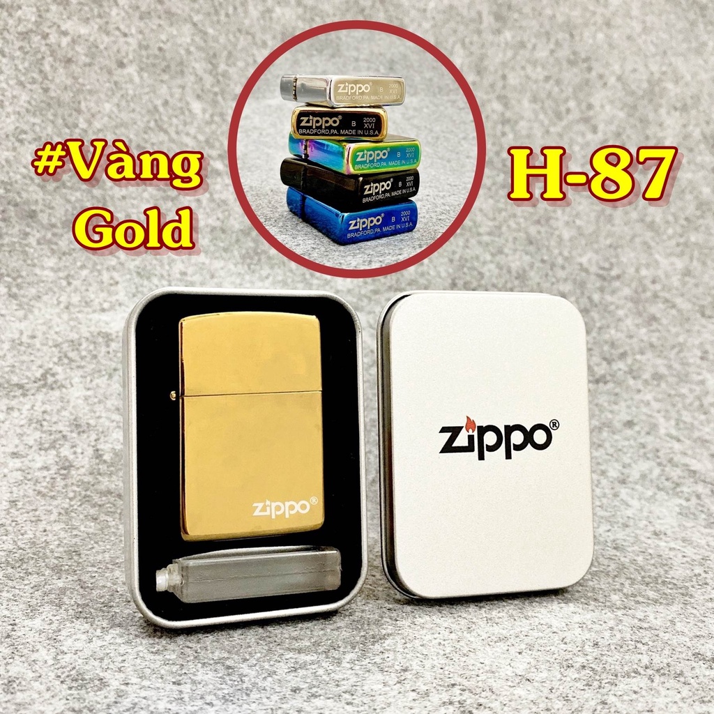 FREESHIP - bật-lửa-hộp-quẹt Vzipo vàng gold có mộc đáy kim loại nguyên khối - HỎA TỐC