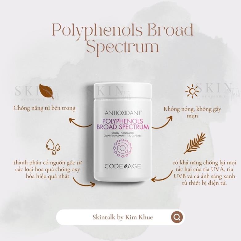 Viên Chống nắng sáng da Codeage Polyphenols Broad Spectrum