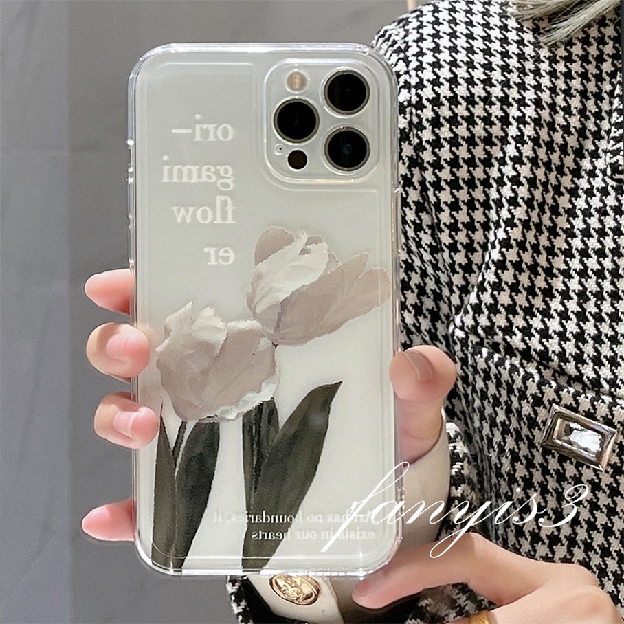 Ốp Điện Thoại Dẻo Trong Suốt Họa Tiết Hoa Trắng Đơn Giản Cho For iPhone 13 12 11 Pro Max X XR Xs Max 7 8 Plus SE 2020