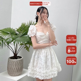  BBSTORE'S Đầm Xòe Xốp Hoa Tay Phồng Dự Tiệc -D1216