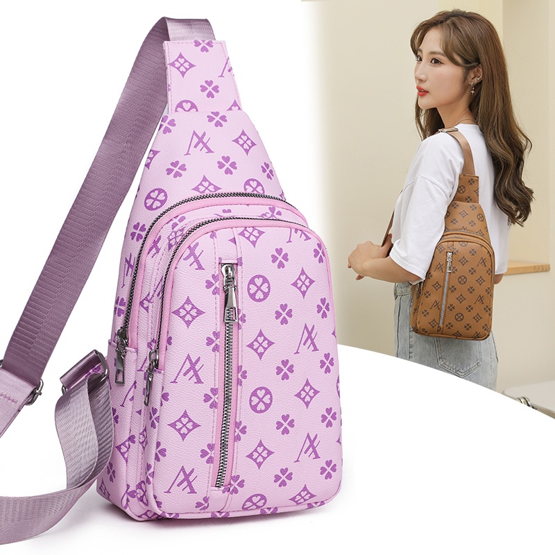 Túi Đeo Chéo Da Mềm Siêu Nhẹ In Họa Tiết Độc Đáo Phong Cách Retro Cho Nữ