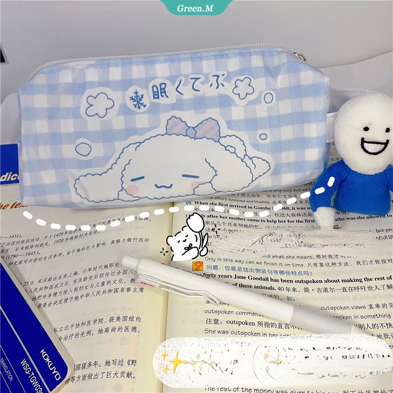 SANRIO Túi Đựng Bút Bằng Pu Họa Tiết Hoạt Hình Kuromi Cinnamoroll Dễ Thương Có Khóa Kéo Tiện Dụng Cho Học Sinh
