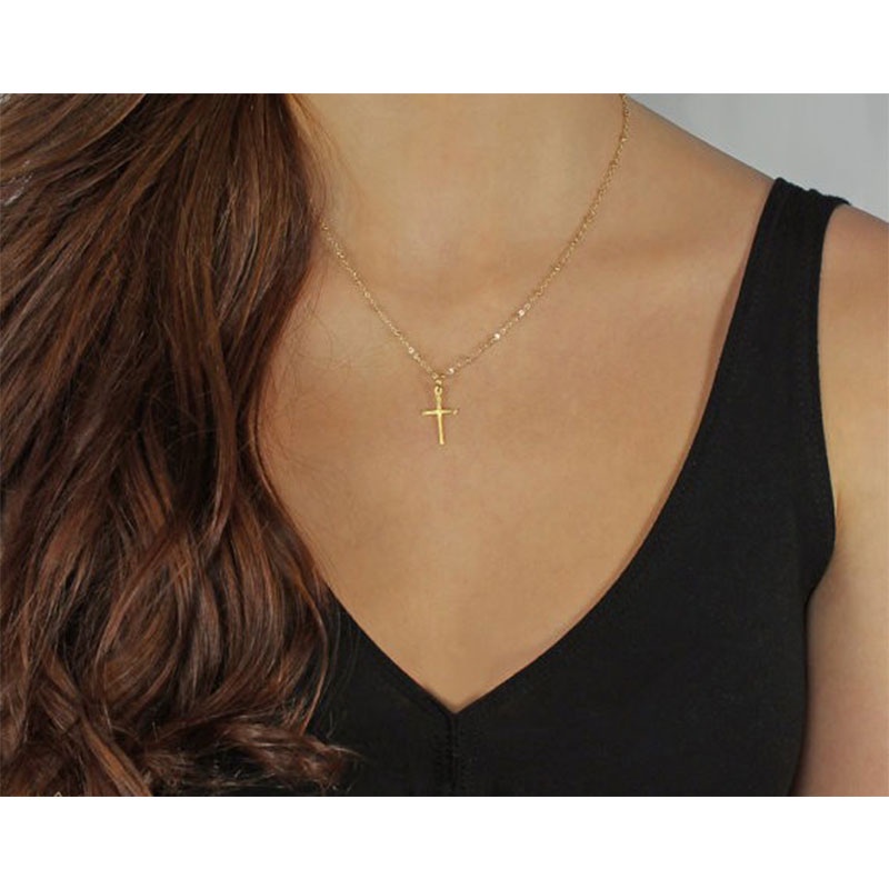 Vòng cổ chuyền chữ thập bằng thép titan phong cách đơn giản cho nam và nữ