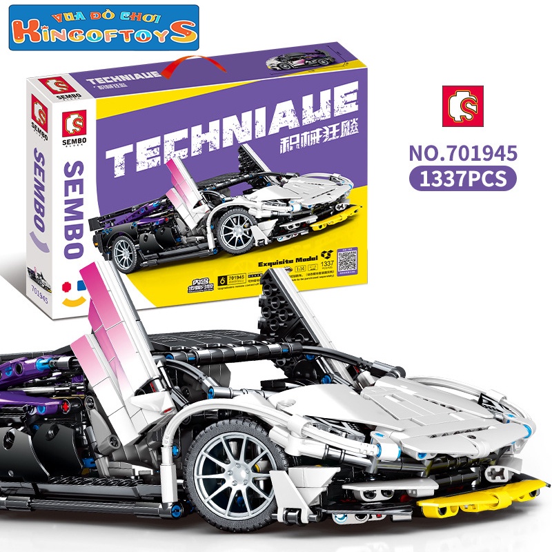 Đồ Chơi Lắp Ráp Kiểu Lego Điều Khiển Từ Xa RC Mô Hình Siêu Xe Purple Moon Sports Car SEMBO 701945 Với 1337 PCS
