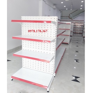 Kệ siêu thị lưng tôn lỗ cao cấp - dài 70 x rộng 35 x cao 150cm x 4 mâm