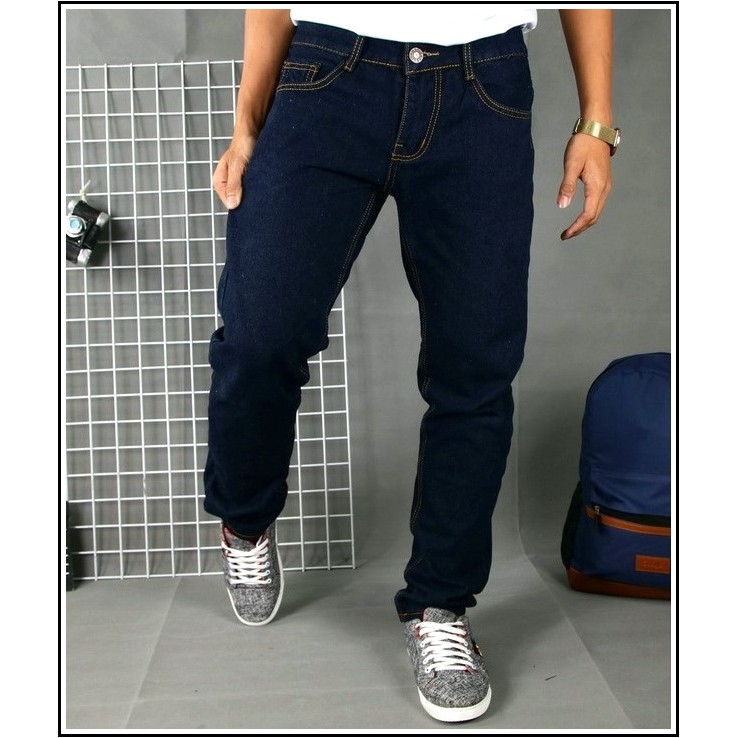 Quần jean nam XANH ĐẬM TRƠN chất jean giãn tốt XĐ005.6