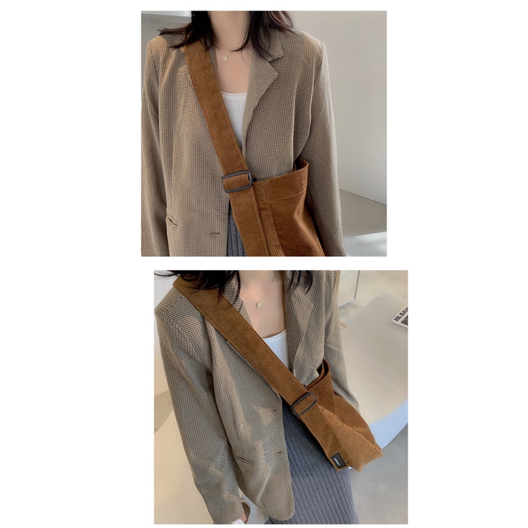Túi tote nhung tăm basic dễ phối đồ xinh xắn phong cách hàn quốc cho học sinh sinh viên