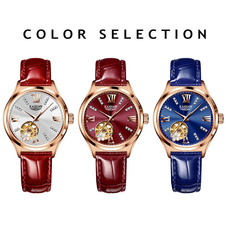 Đồng hồ nữ chính hãng KASSAW K990-4 Kính sapphire ,chống xước,Chống nước ,BH 24 tháng,Máy cơ (Automatic) ,dây da xịn