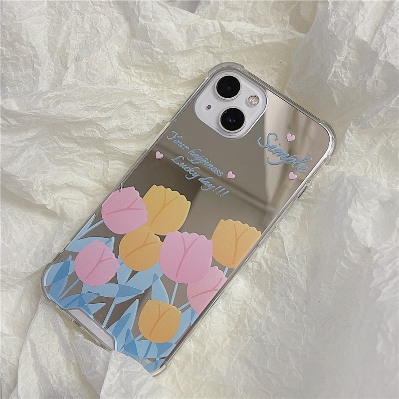 Ốp Điện Thoại Tráng Gương Họa Tiết Hoa Màu Xanh Dương Cho Apple Iphone 13Promax 6/6splus/7/7plus/8/8plus/x/xr/xs/11/12/13/pro/max/plus/promax