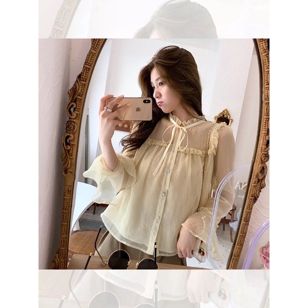 Set Áo Sơmi Tơ Bèo Kèm Áo 2 Dây, Áo Sơmi Kiểu Tay Dài Có Ảnh Thật Kèm Video | BigBuy360 - bigbuy360.vn