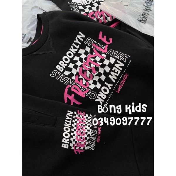 Bộ Nỉ Bé Gái FreeStyle Đen PR