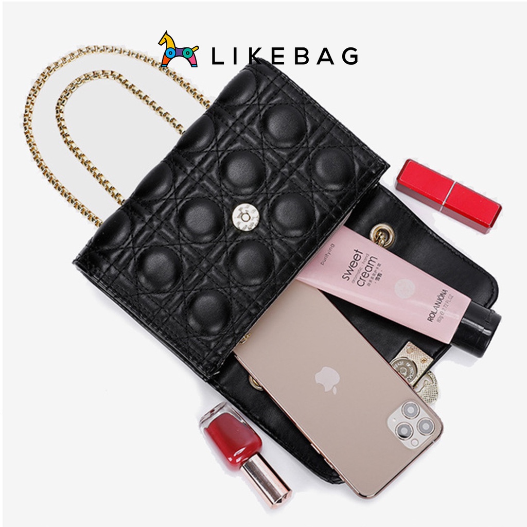 Túi đeo chéo, kẹp nách thời trang LIKEBAG vân nổi phối quai xích độc lạ CJ014 - LIBAGI