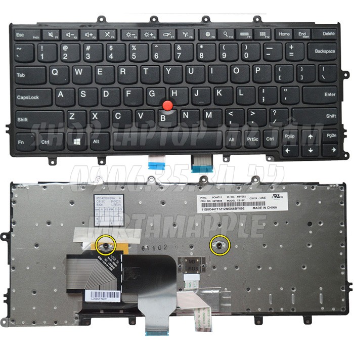 (KEYBOARD) BÀN PHÍM LAPTOP LENOVO X240 dùng cho Thinkpad X240 X240s X250 X260 X270, 04Y0910