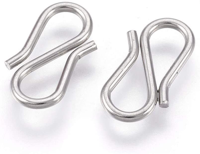 Set 5-50 Móc Khóa Dây Chữ S Bằng Thép Không Gỉ Làm Trang Sức 12.5x6x1mm