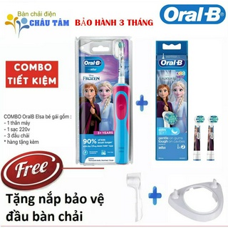 Combo bàn chải điện cho bé gái và vỉ 2 đầu chải +1 nắp bảo vệ đầu