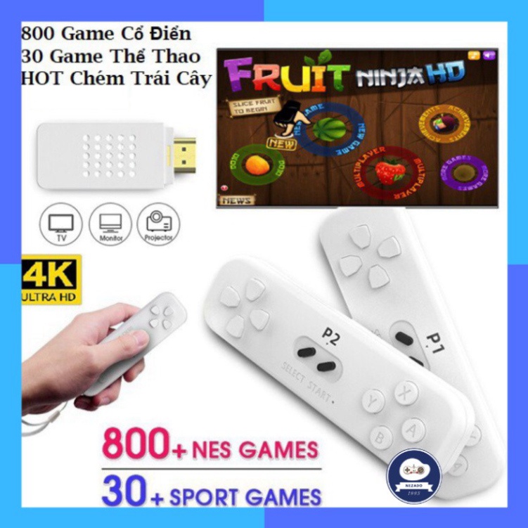 Máy Chơi Game Stick 4K Không Dây Thể Thao 830 Game 4K, Trò chơi sport + trò chơi cổ điển + chém hoa quả + chạy bộ MG04