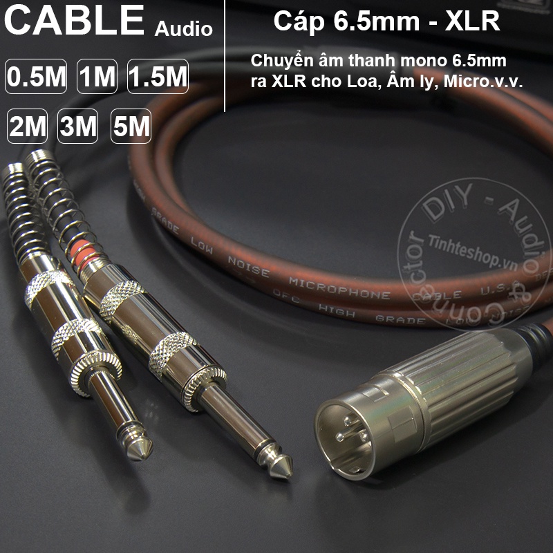Dây canon sang jack 6 ly mono DIY 0.2 đến 3 mét - XLR male to 2 6.5mm mono