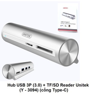 Mua CÁP TYPE C SANG 3 CỔNG USB 3.0 + ĐỌC THẺ NHỚ MICRO SD TF THẺ NHỚ SD UNITEK Y 3094