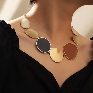 Vòng cổ choker bản to không đều ống kính hình học thời trang