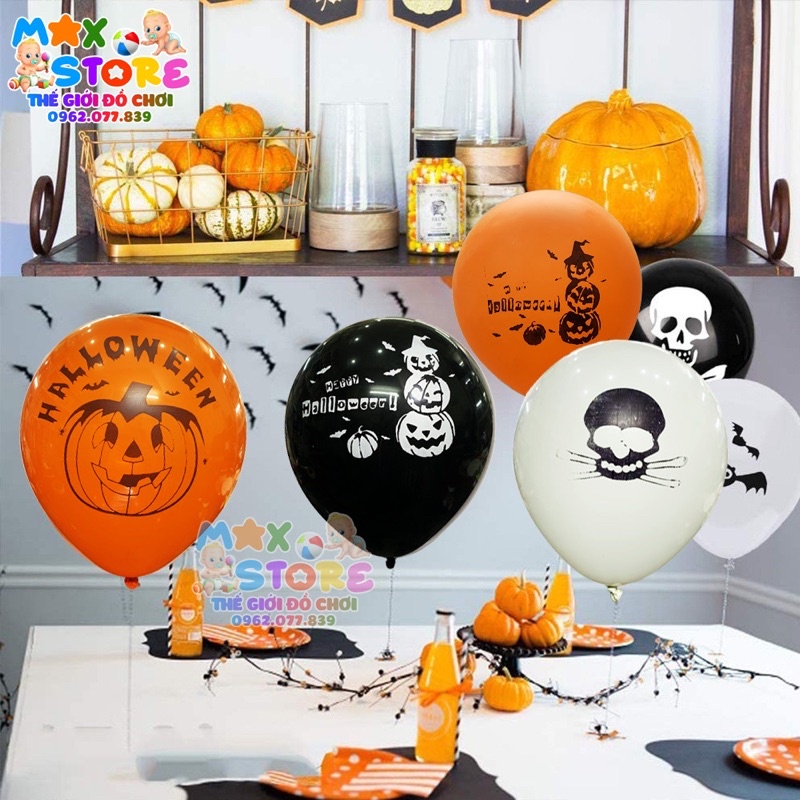 Set Bóng Bay 3 Màu In Hình Halloween Trang Trí Lễ Hội