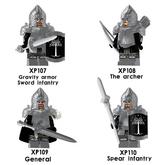 Minifigures Nhân Vật Hiệp Sĩ Giáp Bạc Lính Gondor Trong Phim Chúa Tể Những Chiếc Nhẫn - Lord of the Rings KT1005