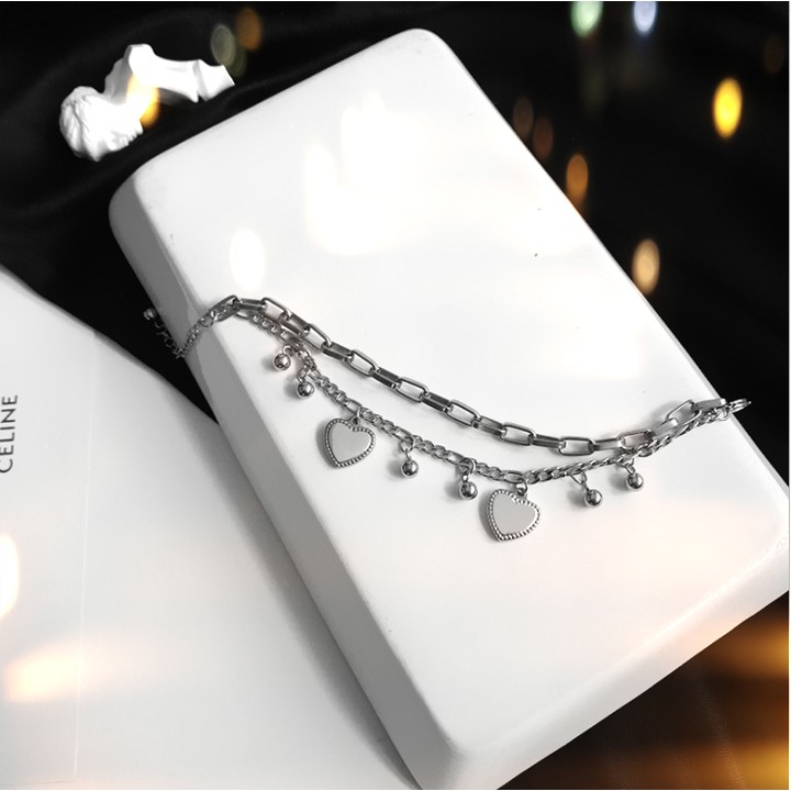 LẮC TAY TRÁI TIM THÉP TITAN KHÔNG GỈ PHONG CÁCH HIPHOP HÀN QUỐC TA138