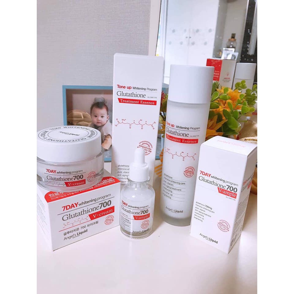 Huyết Thanh Trắng Da /Freeship từ 150k/ Combo Toner - Serum - Kem dưỡng 7 Day Whitening Program Glutathione 700 V-Ample