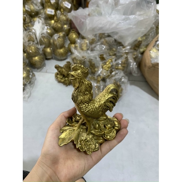 Tượng Gà Hoa Hồng Nhỏ Vật Phẩm Phong Thuỷ bằng đồng