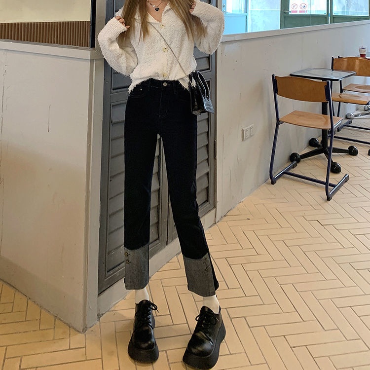 Quần Jean Nữ Lưng Cao Ống Đứng Form Rộng Thời Trang Xuân Thu 2022 Mới